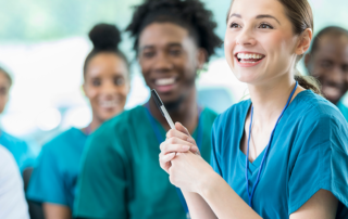 An image of medical students in a classroom.